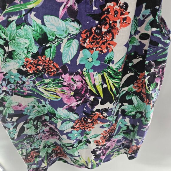 C&C California Floral Tropical 100% Linen Sheath Sleeveless Mini Dress - Picture 5 of 13